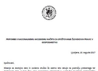 Pripombe k nacionalnemu akcijskemu načrtu za spoštovanje človekovih pravic v gospodarstvu