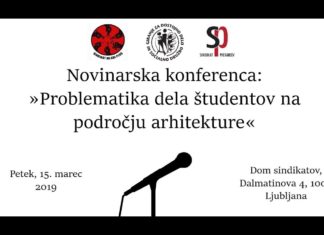 Posnetek novinarske konference »Problematika dela študentov na področju arhitekture« in izjava za javnost